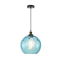 Tropical & Beach Blue Globe Pendant Ceiling Lamp with Glass Shade Chandeliers Living Room Decor Hanging Light for Entrance Bathroom Lighting Fixtures