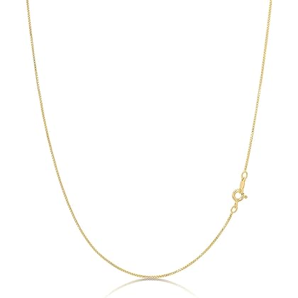 KEZEF 18k Gold over Sterling Silver 1mm Box Chain Necklace Made in Italy