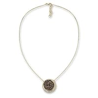 NOVICA Handmade Brazilian Drusy Agate Pendant Necklace 18k Gold Plated from Brass Bronze Cubic Zirconia Clear Birthstone 'Bronze Moon'