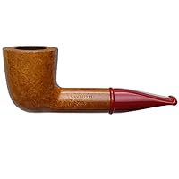 Mini Series - Italian Hand Crafted Briar Pipe, Dublin Tobacco Pipe Handmade Briar Wood Pocket Pipe, Polished Wood Grain (Smooth Red, 409)