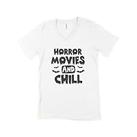 Horror Movies and Chill Unisex Jersey V-Neck T-Shirt Black, White