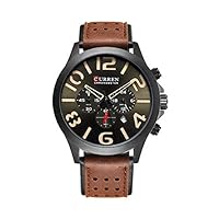 Curren 8244 Men’s Analog Quartz Watch, Date Display, Waterproof, Leather Band, Fashion