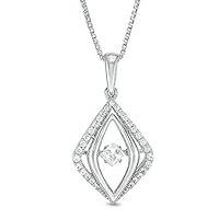 0.35 CT Princess Cut Created Dancing Diamond Pendant Necklace 14k White Gold Finish