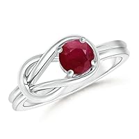 Ruby Round 5.00mm Cross Marge Shank Ring | Sterling Silver 925 | Best For Woman's And Girls Brithday, Thankyou, Promise Band | This promise ring is the perfect way to show someone how much you care.