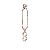 Round Cut Simulated Diamond Mini Infinity Charm Pendant For Womens & Girls 14k Rose Gold Plated 925 Sterling Silver.