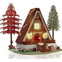 Medieval A-Frame Cabin Building Sets, LED Lighting Forest Wood-Cabin Construction Toys Building Blocks for Adults and 6+ Kids Home Decor (1689 Pcs)