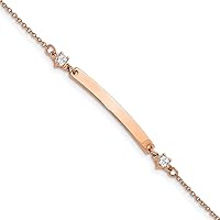 3mm Chisel Stainless Steel Polished Rose Ip Plated With CZ Stars Small ID Bracelet 7 Inch Jewelry for Women