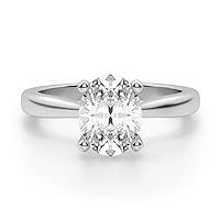 18K Solid White Gold Handmade Engagement Ring 1.50 CT Oval Cut Moissanite Diamond Solitaire Wedding/Bridal Ring for Her/Women Promise Rings