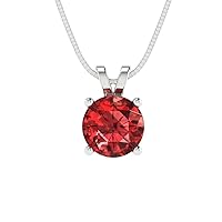 Clara Pucci 1.05ct Round Cut unique Fine jewelry Natural Scarlet Red Garnet Gem Solitaire Pendant With 16