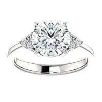 3 Carat Round Moissanite Engagement Ring Wedding Eternity Band Vintage Solitaire Halo Setting Silver Jewelry Anniversary Promise Vintage Ring Gift for Her