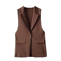 HAN HONG Waistcoat Sleeveless Vests For Women Spring Autumn British Suit Collar Mid Length Jackets