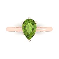 Clara Pucci 2.0 carat Pear Cut Solitaire Natural Peridot Proposal Wedding Bridal Anniversary Ring 18K Rose Gold