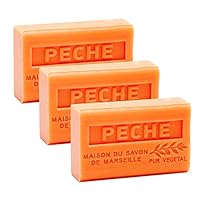 French Soap, Set of 3 x 125g - Peach - Shea Butter - La Maison du Savon de Marseille