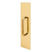 Prime-Line J 4716 Pull Plate, 3/4 In. Round Handle, 3-1/2 In. x 15 In., 605 Polished Brass (Single Pack)