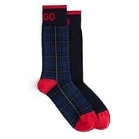 HUGO Men's 2 Pack Quarter Length Ribbed Cotton Socks