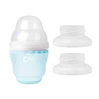 Olababy 100% Silicone Gentle Baby Bottle (4oz, Sky) + Breast Pump Adapter (for Spectra 2PK) Bundle
