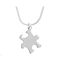 Fundraising For A Cause | Autism Awareness Silver Puzzle Piece Shaped Charm Necklaces – Inexpensive Autism/Asperger’s Necklaces in Bulk for Fundraising and Gift Giving (1 Necklace)