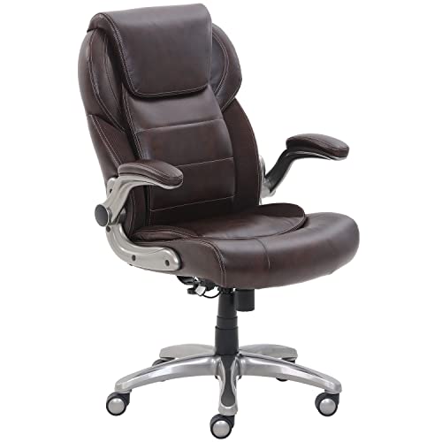 Mua AmazonCommercial Ergonomic High-Back Bonded Leather Executive Chair  with Flip-Up Arms and Lumbar Support, Black trên Amazon Mỹ chính hãng 2023  | Fado