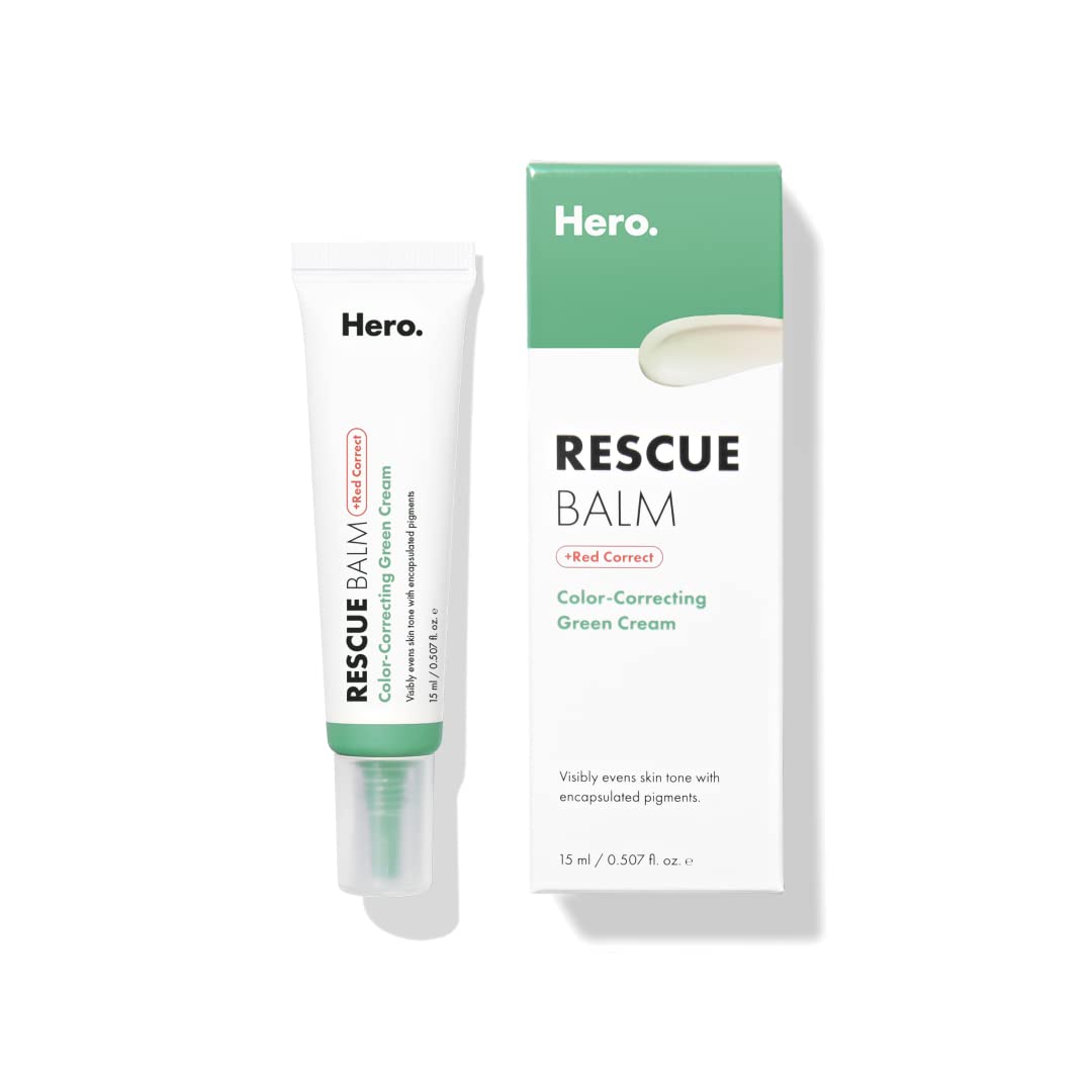 Hero Cosmetics Rescue Balm & Red Correct Post-Blemish Recovery Cream - Nourishing, Calming, Dermatologist Tested, Vegan (0.5 fl oz)