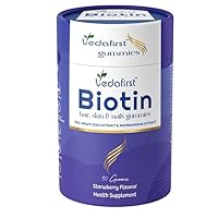 Biotin Gummies for Hair Growth, Bright Skin & Strong Nails | Vitamin A to E, Folic Acid, Zinc, Grapeseed Extract etc. for Men & Women, 30 Gummies | 100% Vegetarian | Gelatin Free