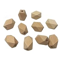 15mm22mm 50pcs Natural Organic Maple Unfinished Hexagon Geometric Wooden Beads DIY Necklace Bracelet Beads Accessories&Crafts Baby Teether Hanging Materials Wooden Teether (50pcs)