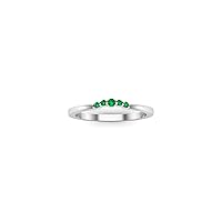 0.50 Ctw Round Cut Lab Created Green Emerald Five Stone Band Engagement Anniversary Ring 14K White Gold Plated For Womens & Girls