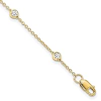 1.2mm True Origin 14k Gold 3/8 Carat Lab Grown Diamond SI D E F 7 Station Bracelet 7 Inch Jewelry for Women