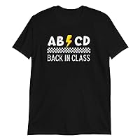 ABCD Back in Class Funny Teacher T-Shirt Black