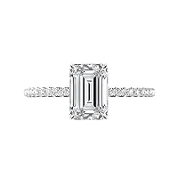 3.30 CT Emerald Colorless Moissanite Engagement Ring for Women/Her, Wedding Bridal Ring Sets, Eternity Sterling Silver Solid Gold Diamond Solitaire 4-Prong Set for Her