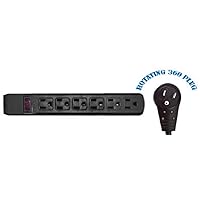 6 feet Surge Protector, Flat Rotating Plug, 6 Outlet, Black Horizontal Outlets, Plastic, 6ft Power Cord, Surge Protector Multi Plug, CableWholesale