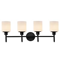 Design House 588236 Aubrey Transitional 4-Light Indoor Bathroom Vanity Light Dimmable Frosted Glass for Over The Mirror, Matte Black
