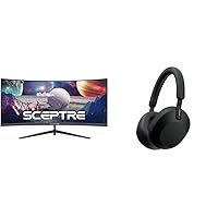 Sceptre 30-inch Curved Gaming Monitor 21:9 2560x1080 Ultra Wide/Slim HDMI DisplayPort up to 200Hz Build-in Speakers & Sony WH-1000XM5 Wireless Industry Leading Headphones Black