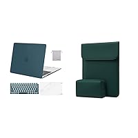 MOSISO Compatible with MacBook Air 13 inch Case 2022,2021-2018 A2337 M1 A2179 A1932,Faux Suede Leather Laptop Sleeve with Small Bag&Keyboard Cover&Screen Protector&Storage Bag, Deep Teal&Peacock Green