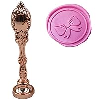 MNYR Bowknot Rose Gold Wax Seal Sealing Stamp Wedding Invitations Vintage Metal Peacock Handle Wax Sticks Candles Melting Spoon Gift Wood Box Set