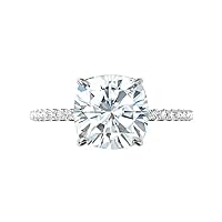 Moissanite Engagement Ring Set, 6.0ct Colorless Cushion-Cut Center Stones, Sizes 3-12
