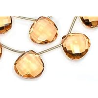 14mm 3 Matched Pairs Imperial Topaz Quartz Microfaceted Heart Pair Briolette Beads Code-HIGH-58852