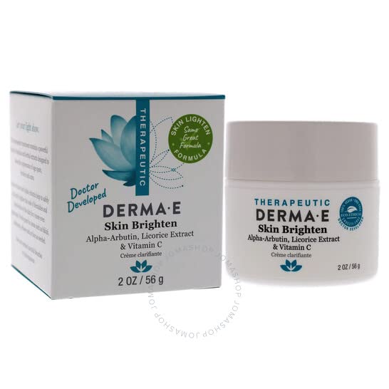 DERMA-E Skin Brightening Cream – Lightening Cream for Dark Skin Spots – Natural Face and Body Brightener for Age Spots, Hyperpigmentation and Uneven Skin Tone, 2 oz