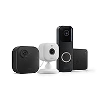 Whole Home Bundle – Outdoor 4 camera, Mini 2 camera (white), Video Doorbell system (black) | HD video, motion detection, Works with Alexa