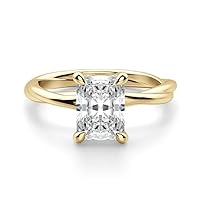 10K Solid Yellow Gold Handmade Engagement Ring 3 CT Radiant Cut Moissanite Diamond Solitaire Wedding/Bridal Ring for Women/Her, Engagement Gift for Women