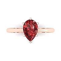 2.1 ct Brilliant Pear Cut Solitaire Stunning Red Garnet Classic Anniversary Promise Engagement ring 18K Rose Gold for Women