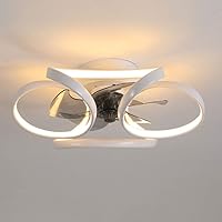 Nordic Simple Low Profile Flush Mount Ceiling Fan with Lights Remote Control, Modern Gold Invisible Ceiling Fan