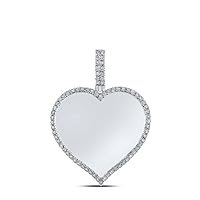 The Diamond Deal 10kt White Gold Mens Round Diamond Heart Charm Pendant 1/5 Cttw