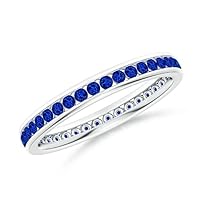 Blue Sapphire Full Eternity Band Ring 925 Sterling Silver September Birthstone Gemstone Jewelry Wedding Engagement Women Birthday Gift
