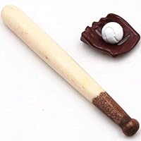 hobbysoul Dollhouse Miniature 1sets 1:12 Mini Baseball bat Glove Scene Model Accessories