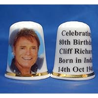 Porcelain China Thimble - Cliff Richard 80th Birthday