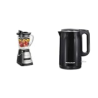 Hamilton Beach Power Elite Wave Action blender-for Shakes & Smoothies, Puree & 1.6L Electric Tea Kettle, Hot Water Boiler & Heater with Cool-Touch Double Wall