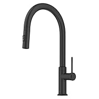 KRAUS Allyn Modern Industrial Pull-Down Single Handle Kitchen Faucet in Matte Black, KPF-2654MB
