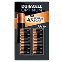 DURACELL Optimum 30 CT AA Alkaline Batteries, 4X Power Boost, Assembled in USA