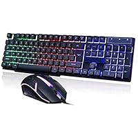 Gaming Keyboard and Mouse Combo, LED Colorful Keyboard,for PC/Laptop (Size : 1)