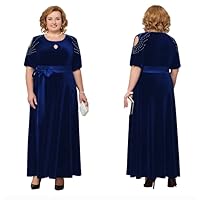 Velour Dark Blue Dress Plus Size (Liliya Collection)